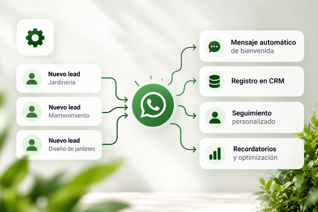 Automatización de leads de jardinería mediante WhatsApp, CRM y seguimiento